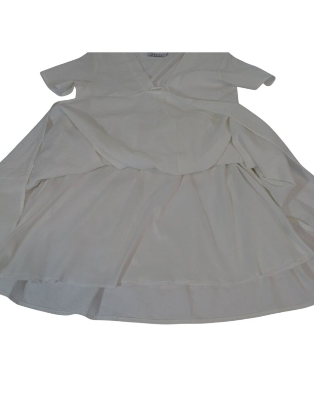 Hazel White Short Sleeve Babydoll Mini Dress Size S Lace-Up Boho Cottagecore - Picture 5 of 12